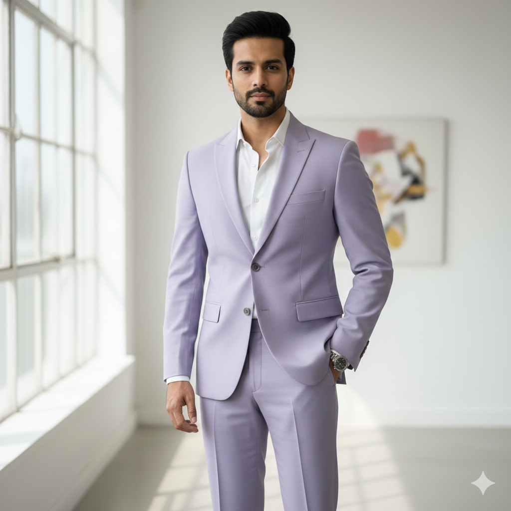 Suit Fabric ManTire Premium Lachka Wrinkle Free Suit Colour Lavender